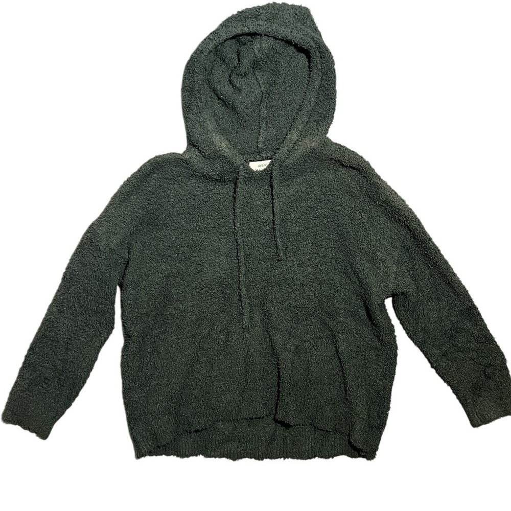 Aerie All Love Sherpa Fleece Hoodie S/P Small Green Cozy Pullover Sweatshirt
